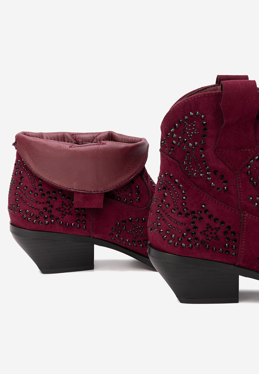 Bordové kotníkové boty cowboy Ninna