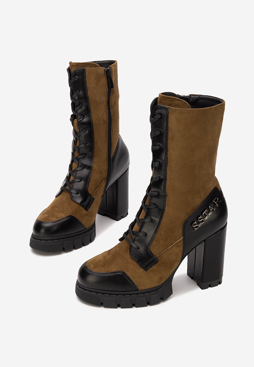 Hnedé kotníkové boty na podpatku Anahi V2