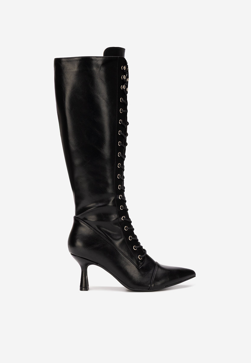 Černé kozačky na jehlovém podpatku Ulmira