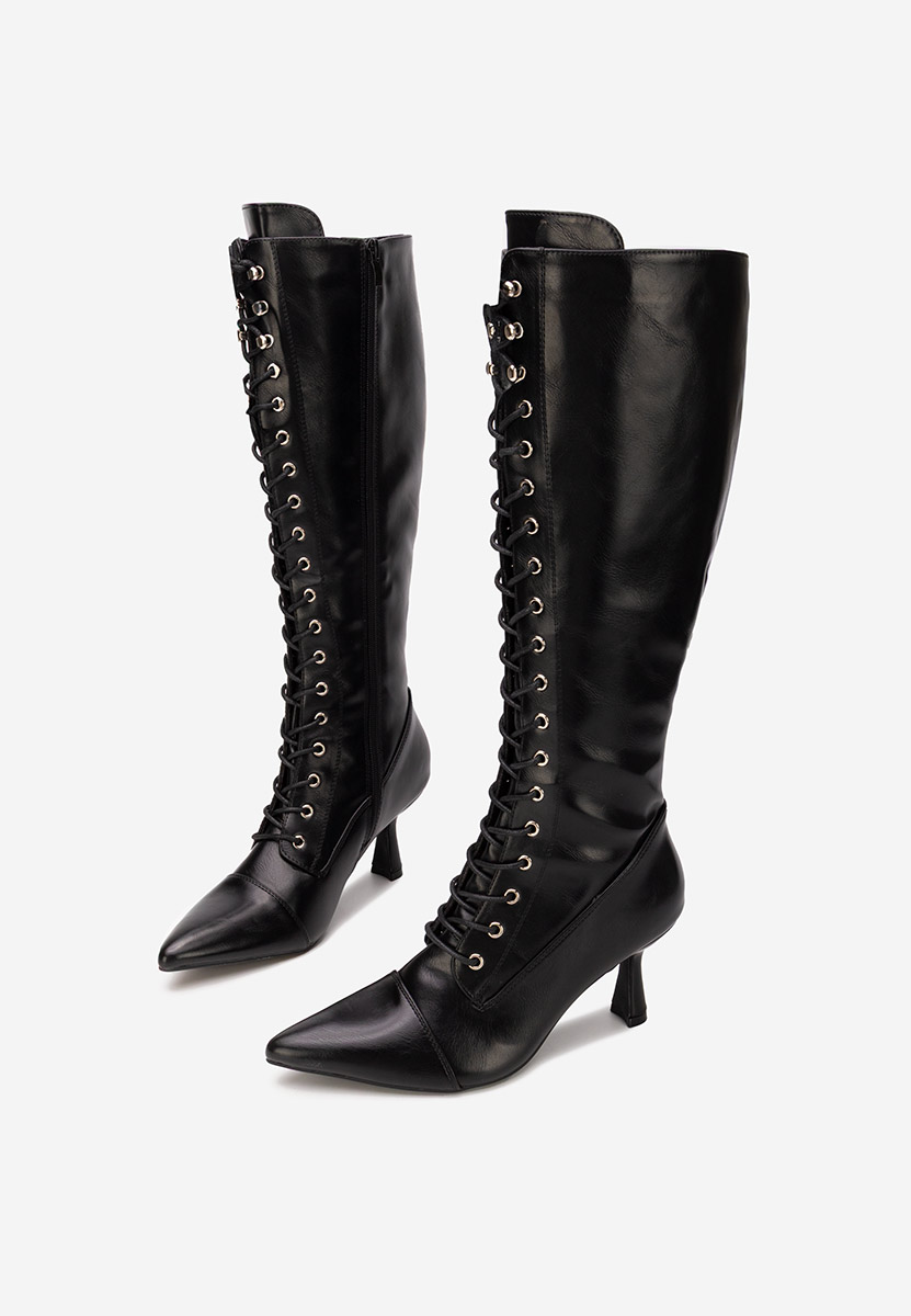 Černé kozačky na jehlovém podpatku Ulmira