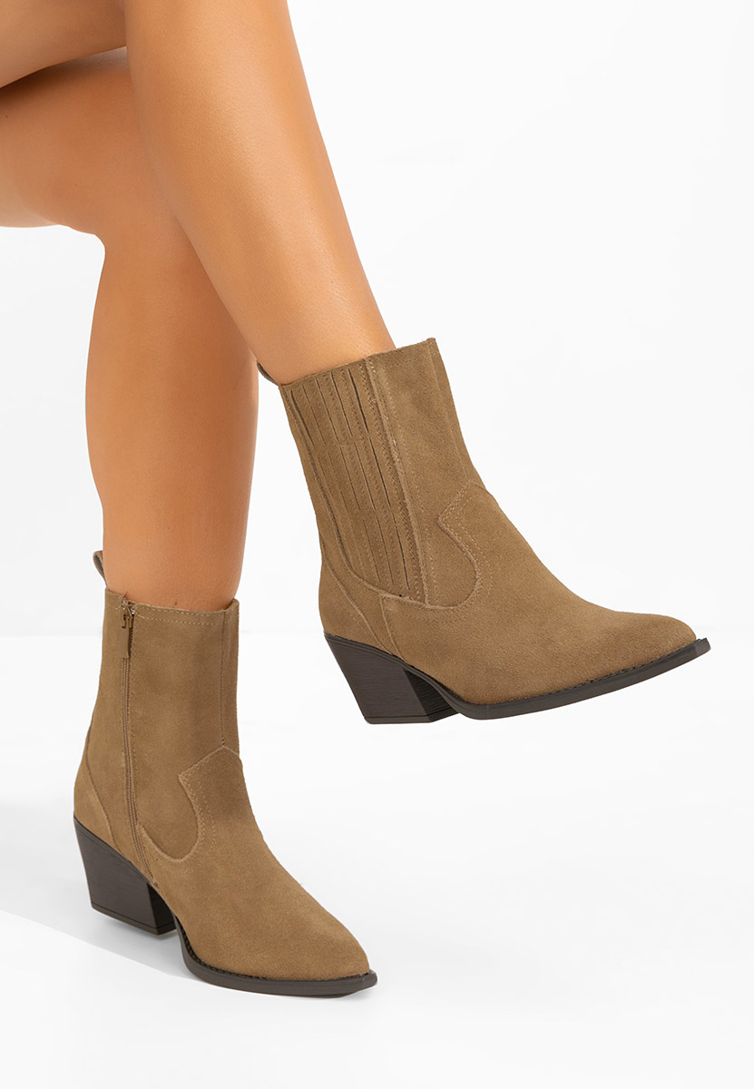 Khaki kotníkové boty cowboy Camela Khaki kotníkové boty cowboy Camela