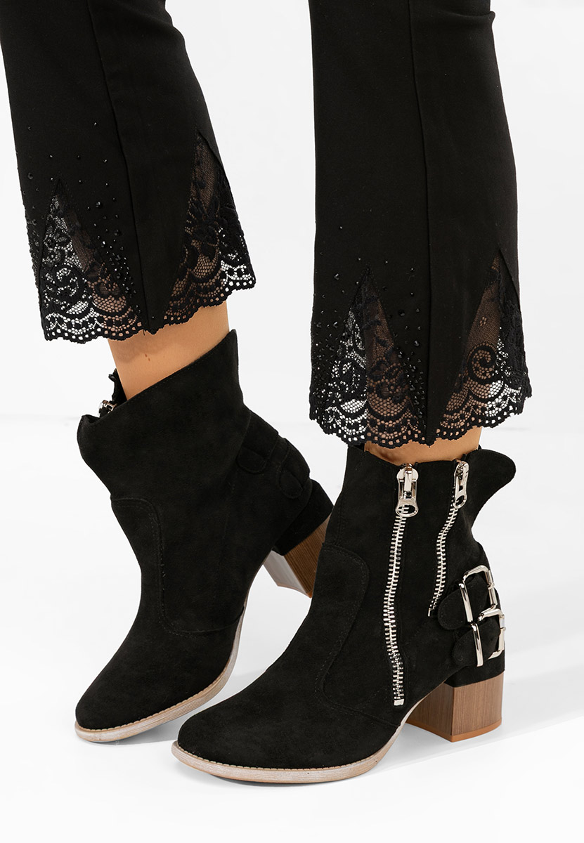Černé kotníkové boty na podpatku Laroya V6