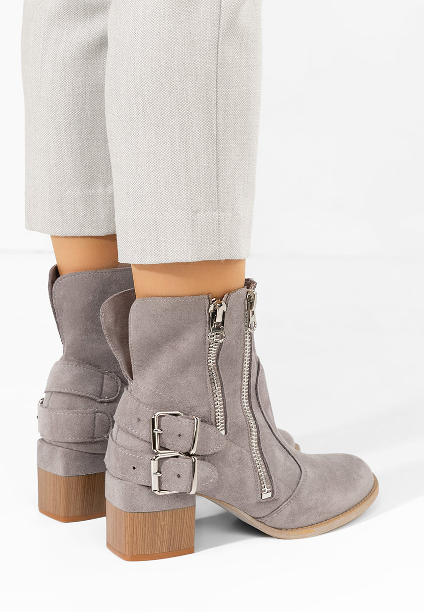 Šedé kotníkové boty na podpatku Laroya V5