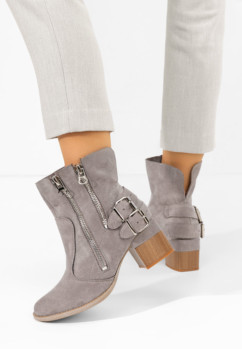 Šedé kotníkové boty na podpatku Laroya V5