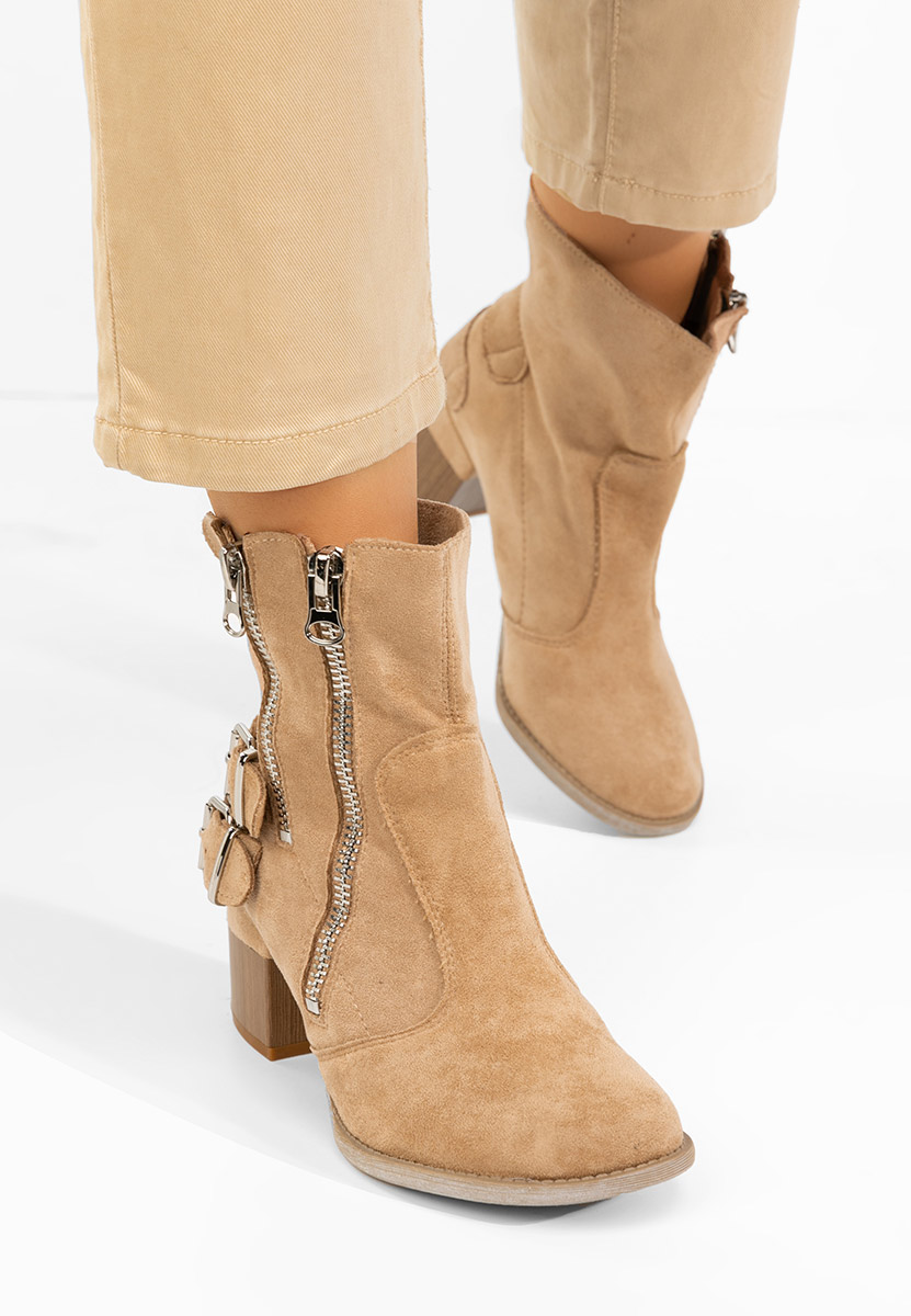 Khaki kotníkové boty na podpatku Laroya V5