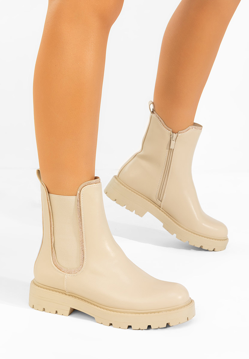 Béžové dámské chelsea boty Brisaya