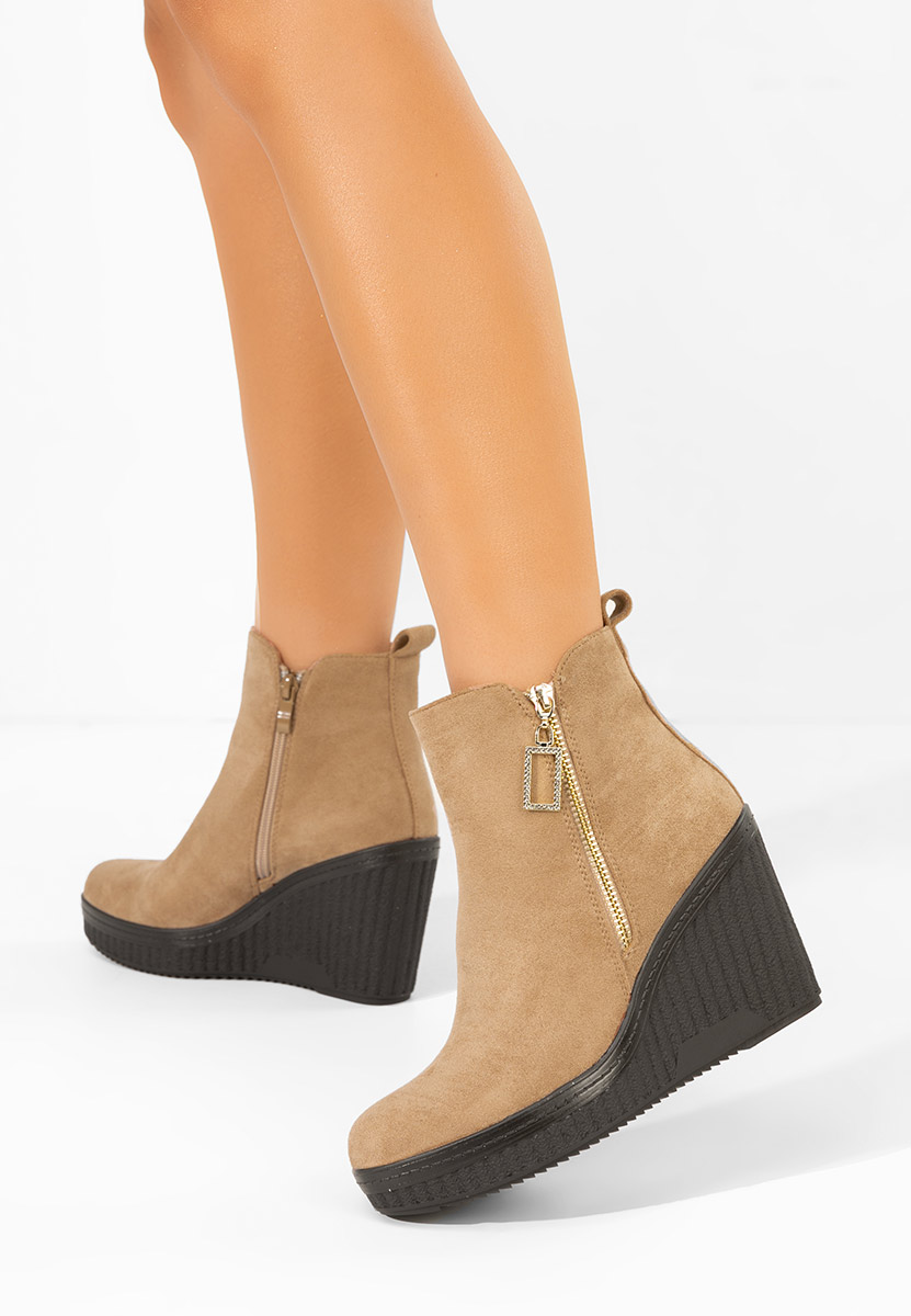 Khaki kotníkové boty na klínku Charlet V2