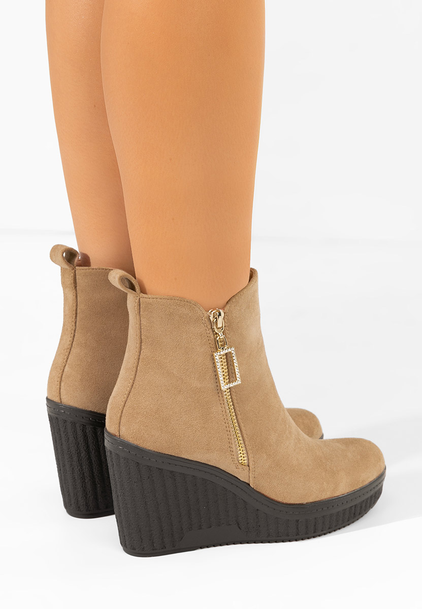 Khaki kotníkové boty na klínku Charlet V2