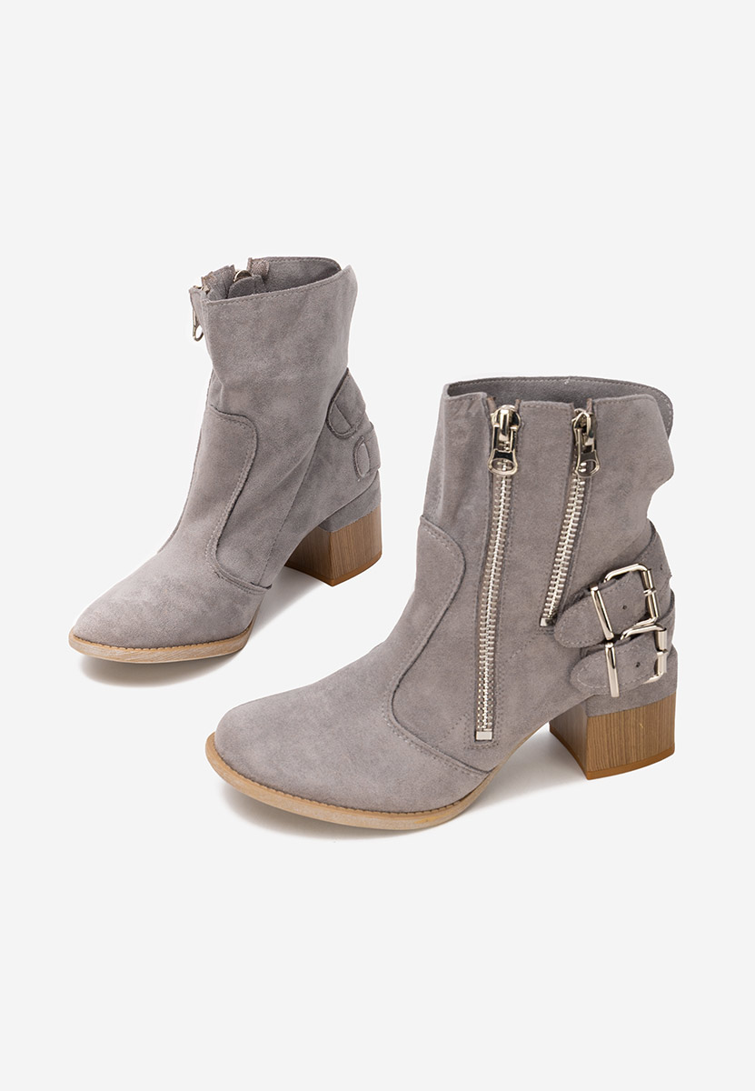 Šedé kotníkové boty na podpatku Laroya V5