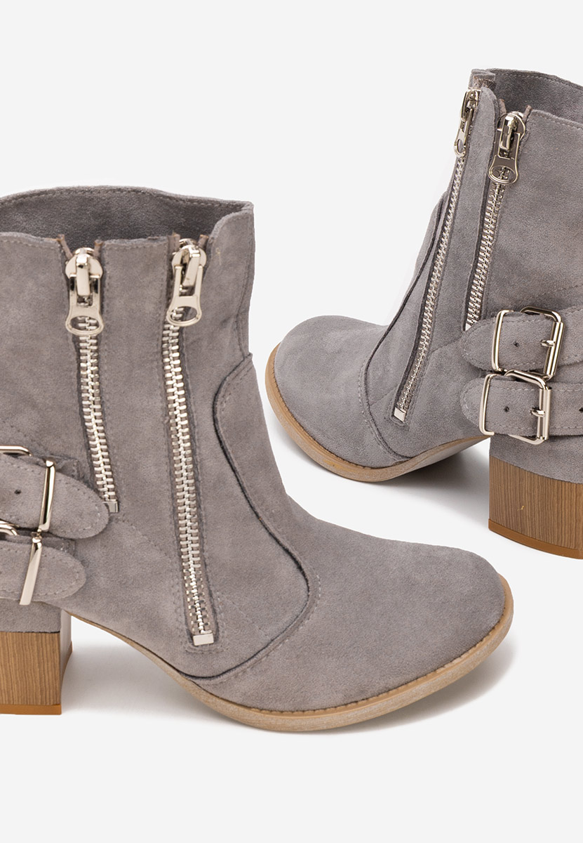 Šedé kotníkové boty na podpatku Laroya V5