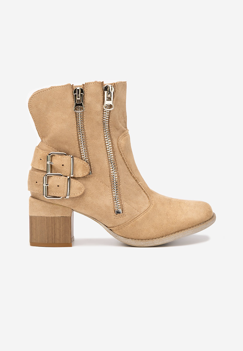 Khaki kotníkové boty na podpatku Laroya V5