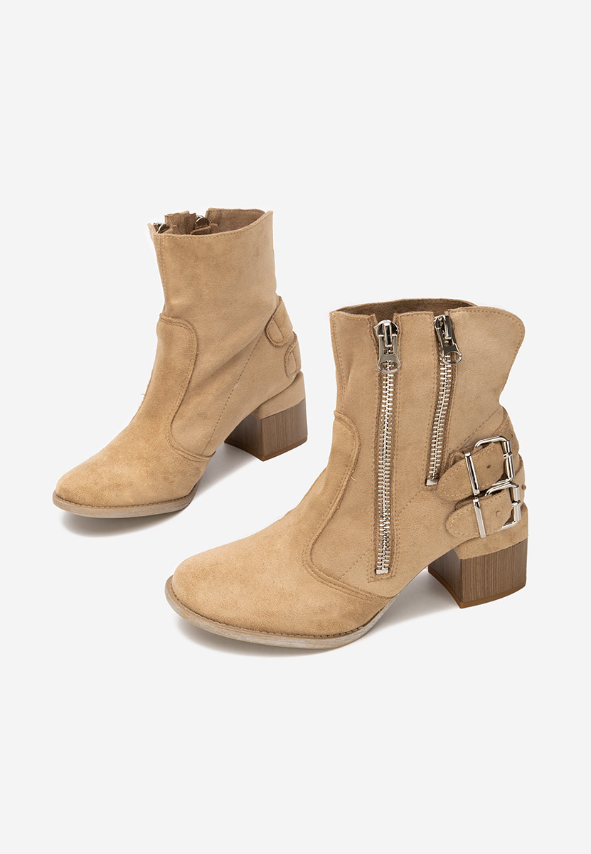 Khaki kotníkové boty na podpatku Laroya V5
