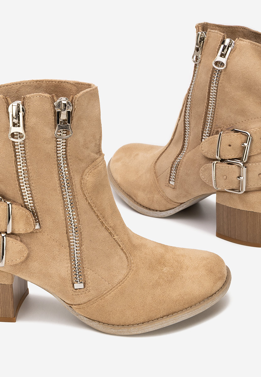 Khaki kotníkové boty na podpatku Laroya V5