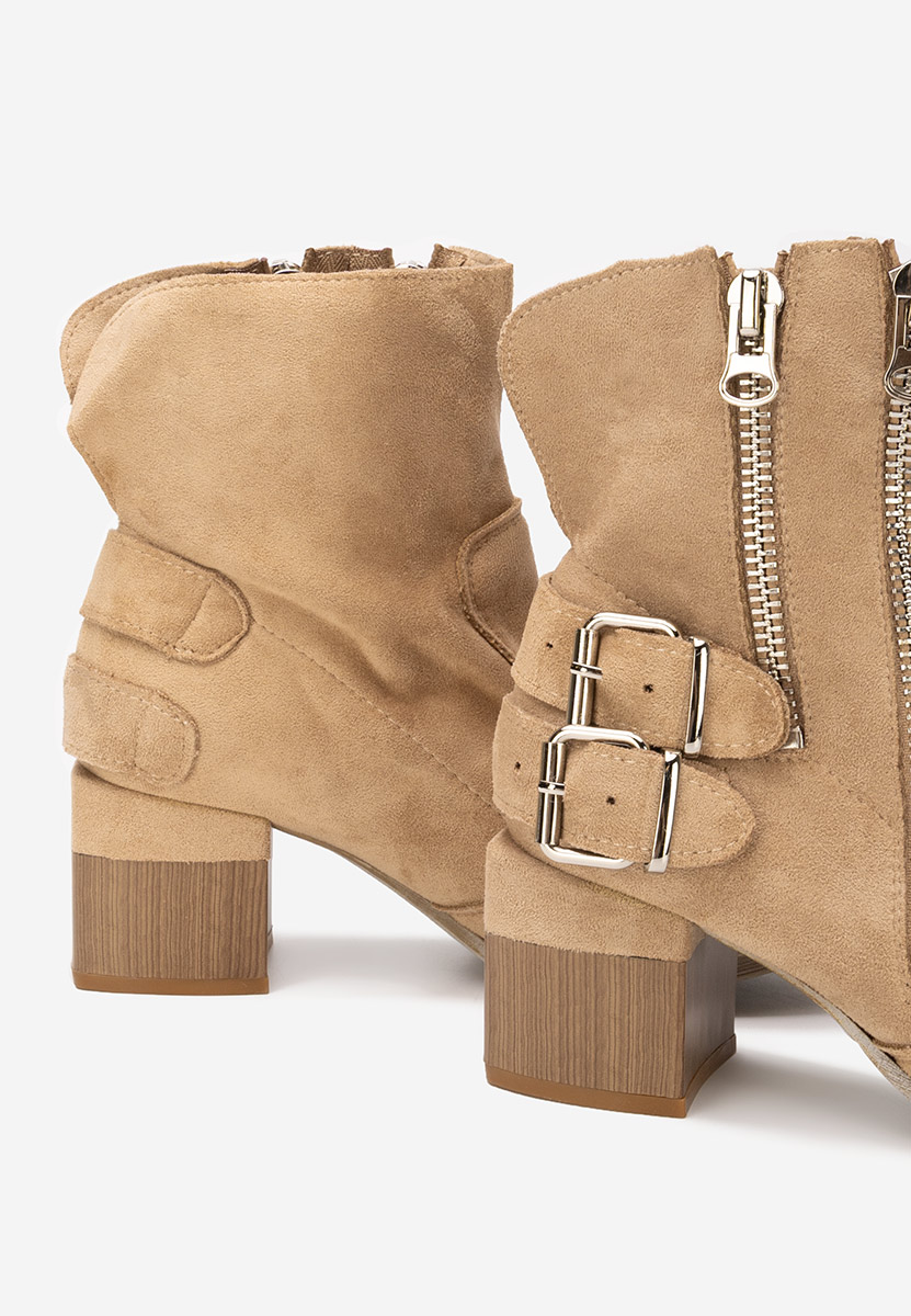 Khaki kotníkové boty na podpatku Laroya V5