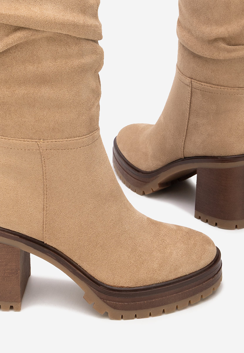 Khaki kozačky na podpatku Darrina