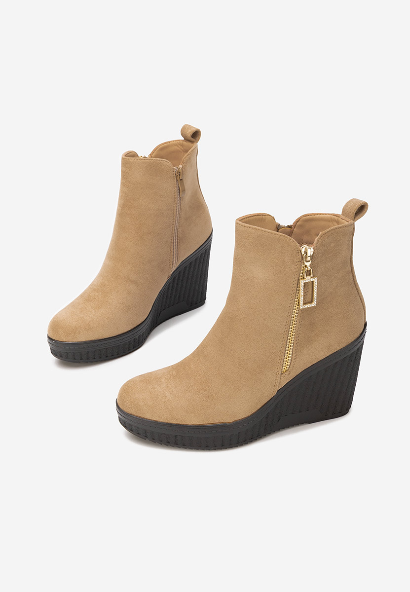 Khaki kotníkové boty na klínku Charlet V2