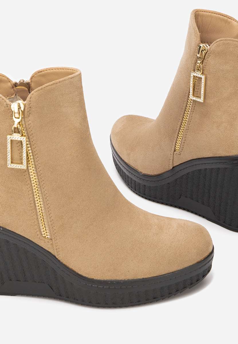 Khaki kotníkové boty na klínku Charlet V2