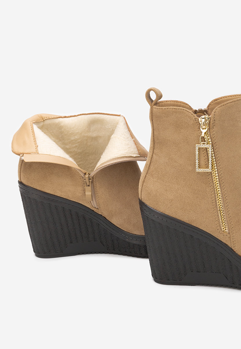 Khaki kotníkové boty na klínku Charlet V2