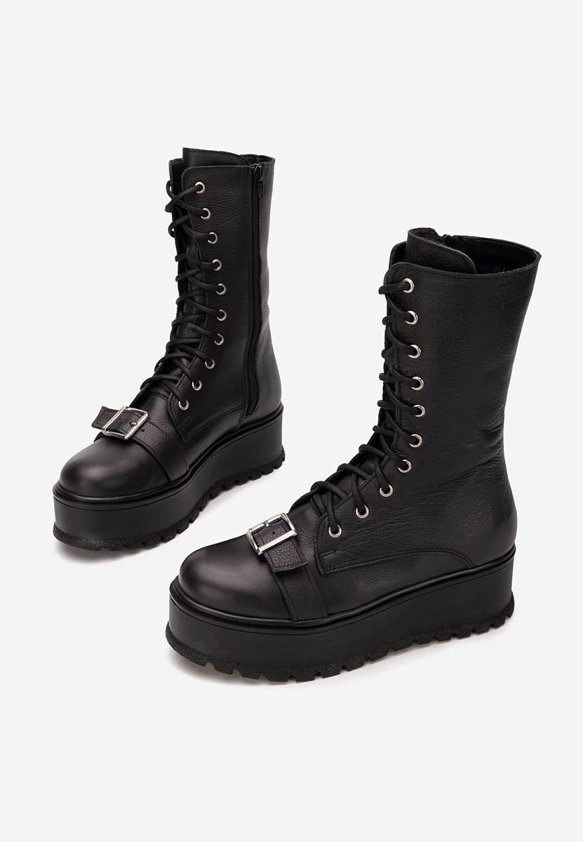 Černé kožené kotníkové boty Soniela Černé kožené kotníkové boty Soniela