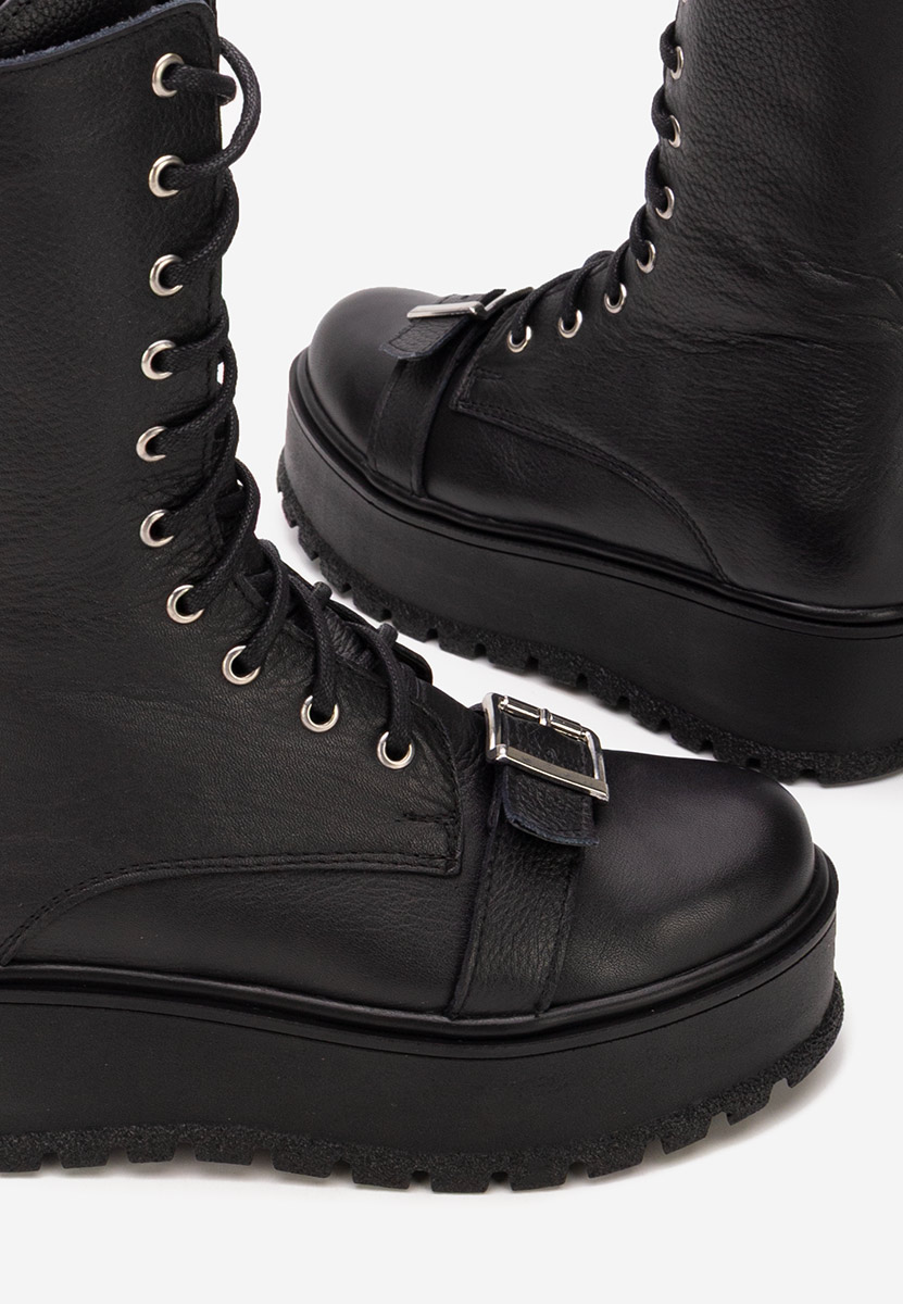 Černé kožené kotníkové boty Soniela Černé kožené kotníkové boty Soniela