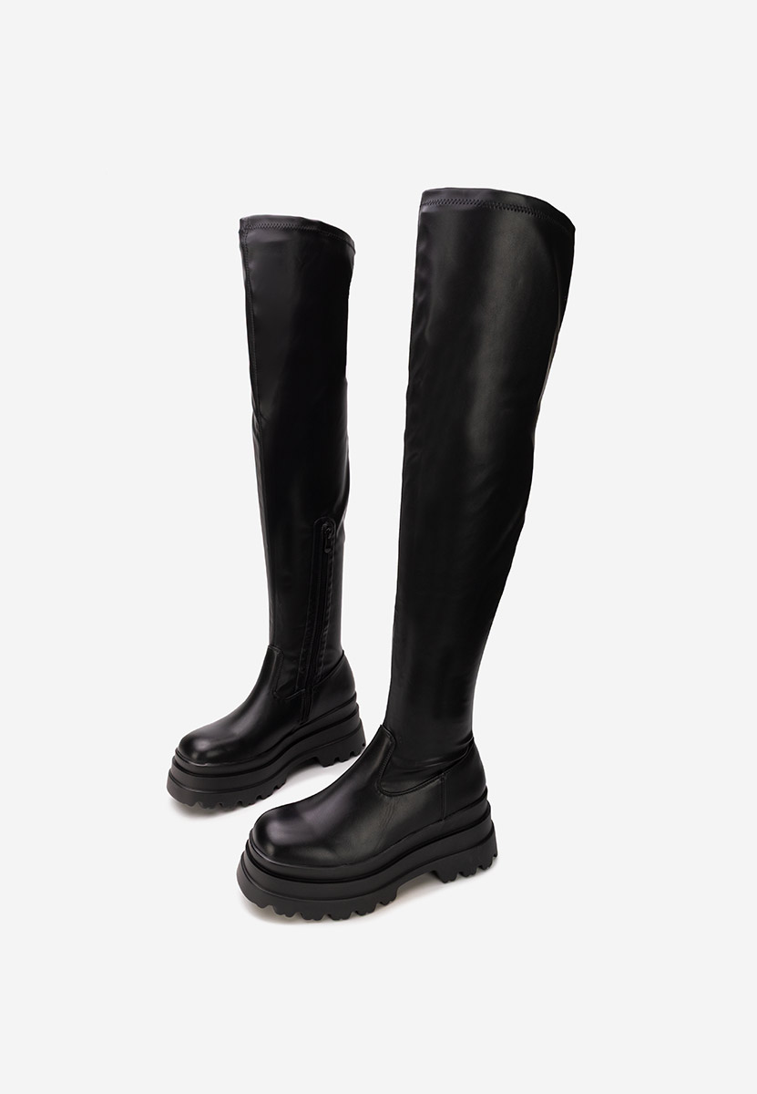 Černé kozačky nad koleno Melyna V2