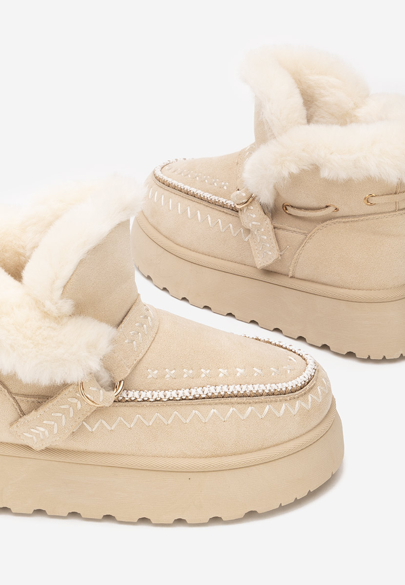 Béžové kotníkové zimní boty Tavoria
