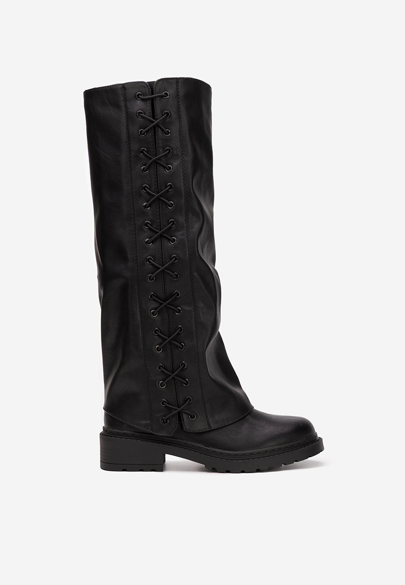 Černé kozačky nad koleno Nadina