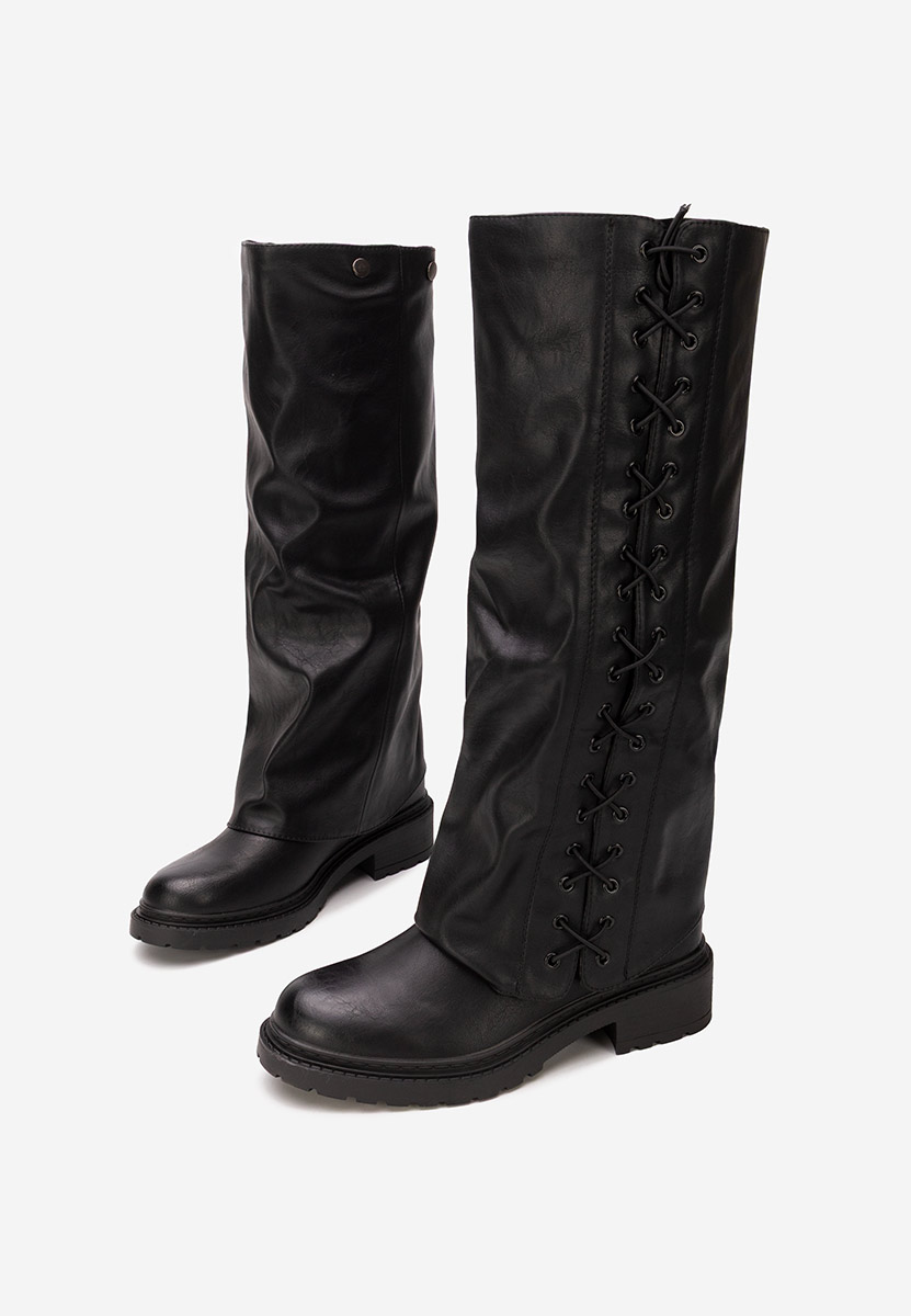 Černé kozačky nad koleno Nadina