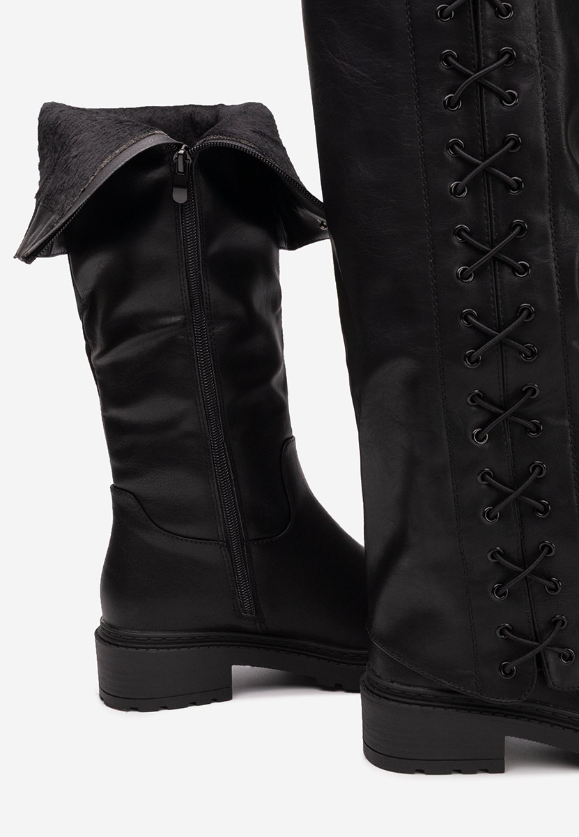 Černé kozačky nad koleno Nadina