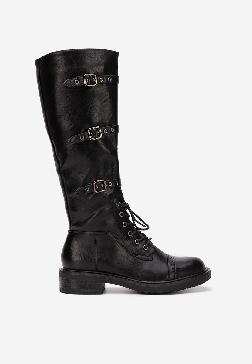 Černé šněrovací kozačky Frosina Černé šněrovací kozačky Frosina