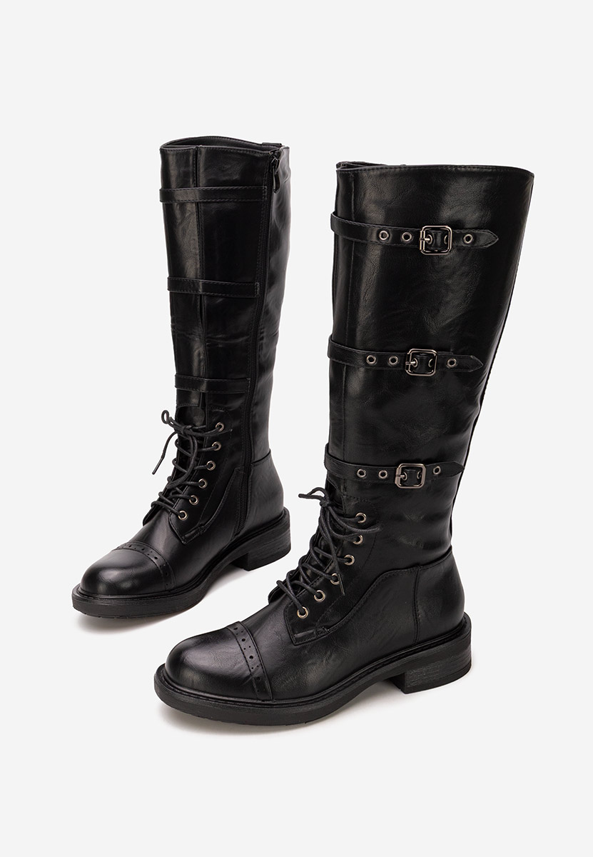 Černé šněrovací kozačky Frosina Černé šněrovací kozačky Frosina