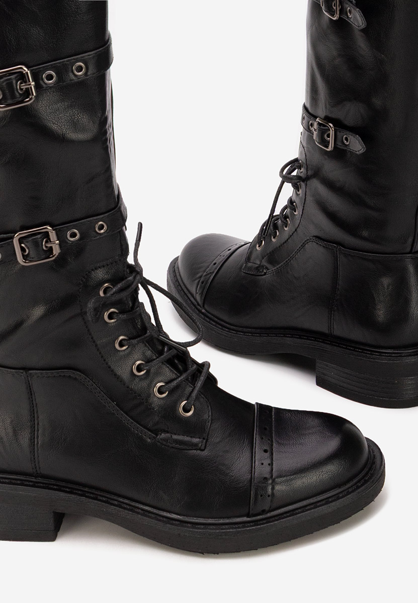 Černé šněrovací kozačky Frosina Černé šněrovací kozačky Frosina