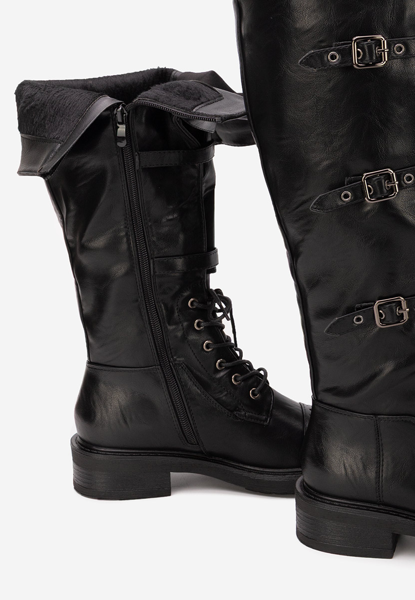 Černé šněrovací kozačky Frosina Černé šněrovací kozačky Frosina