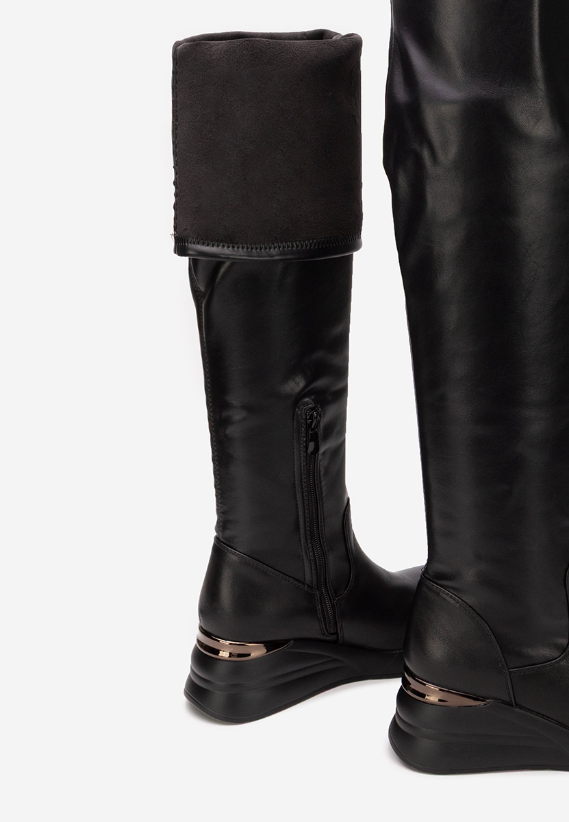 Černé kozačky nad koleno Janisia