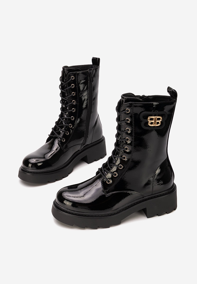 Černé šněrovací kotníkové boty Bettina