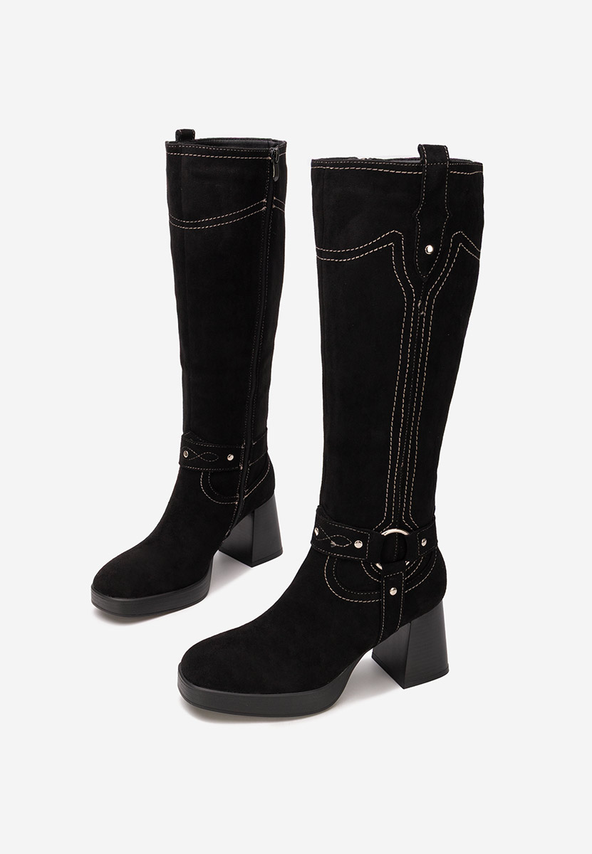 Černé vysoké kozačky Lionia