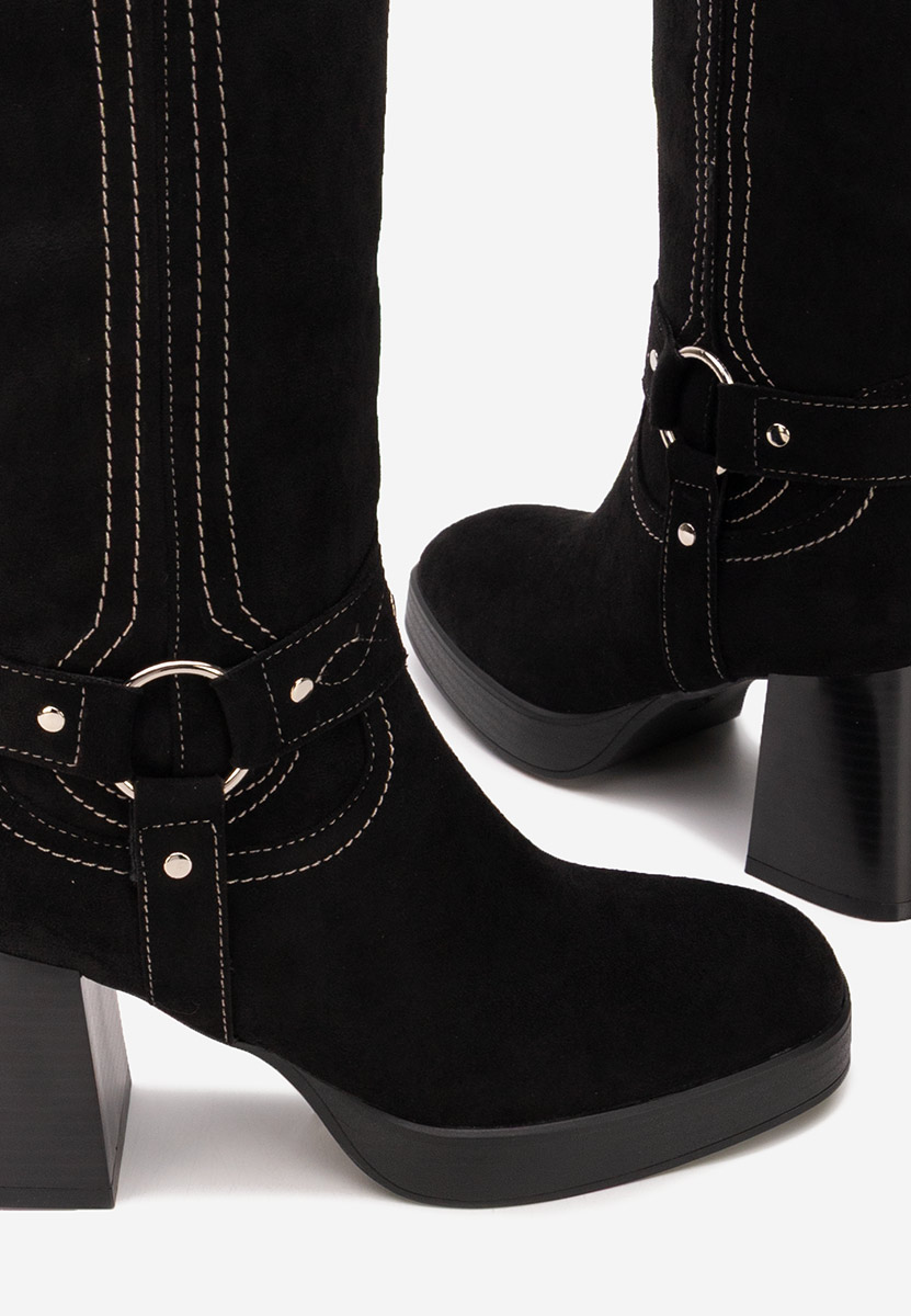 Černé vysoké kozačky Lionia