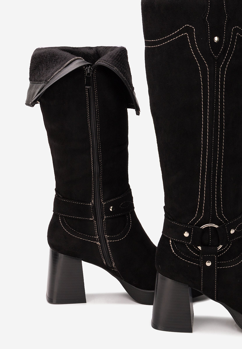 Černé vysoké kozačky Lionia