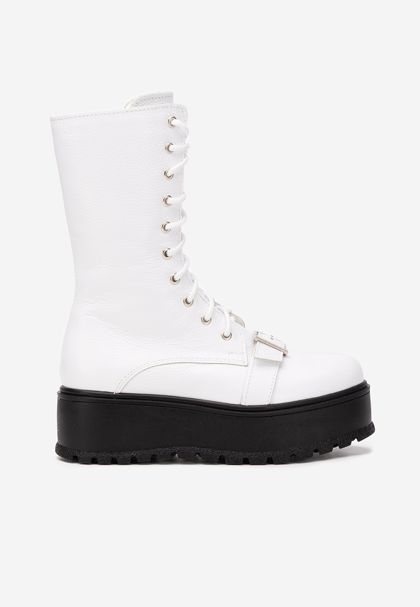 Bílé kožené kotníkové boty Sorelia
