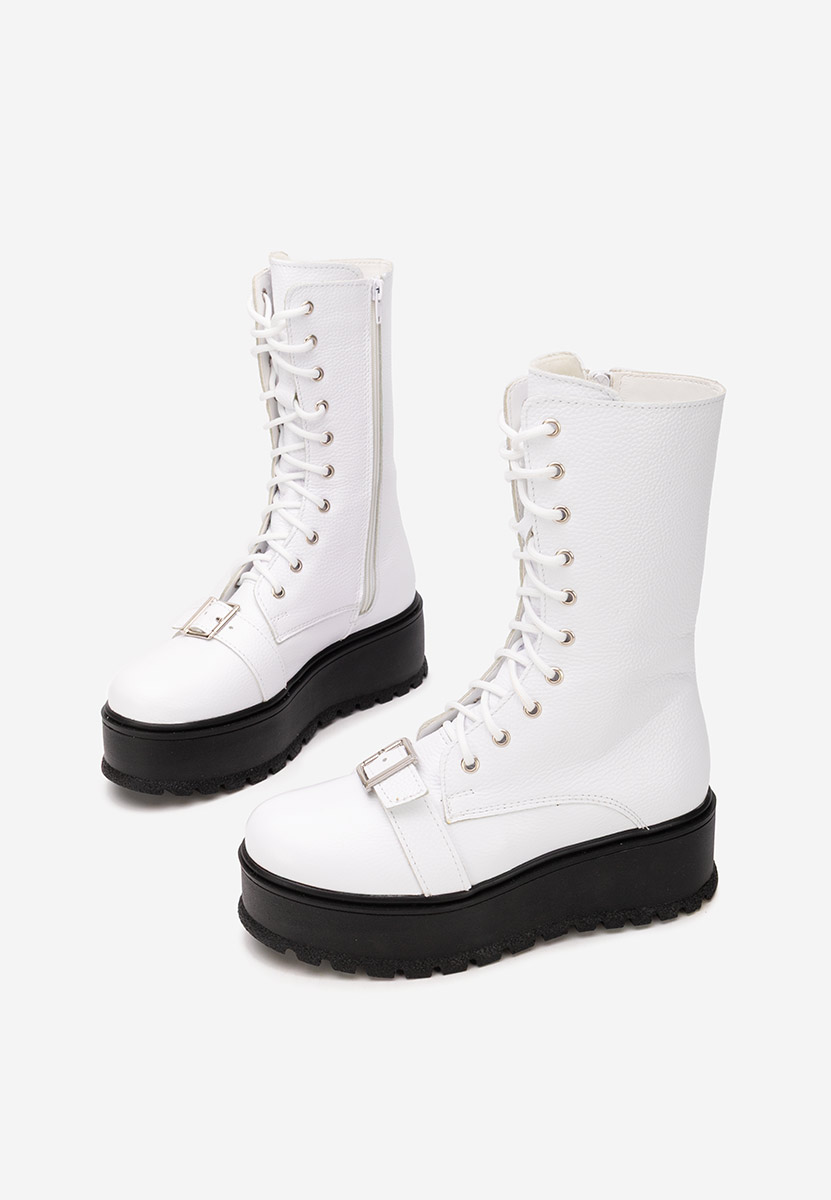 Bílé kožené kotníkové boty Sorelia