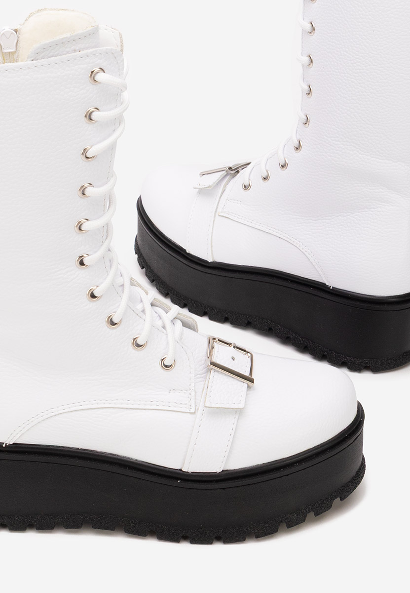 Bílé kožené kotníkové boty Sorelia