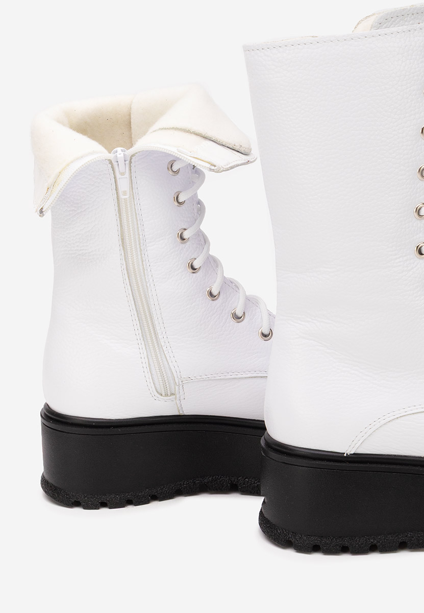 Bílé kožené kotníkové boty Sorelia