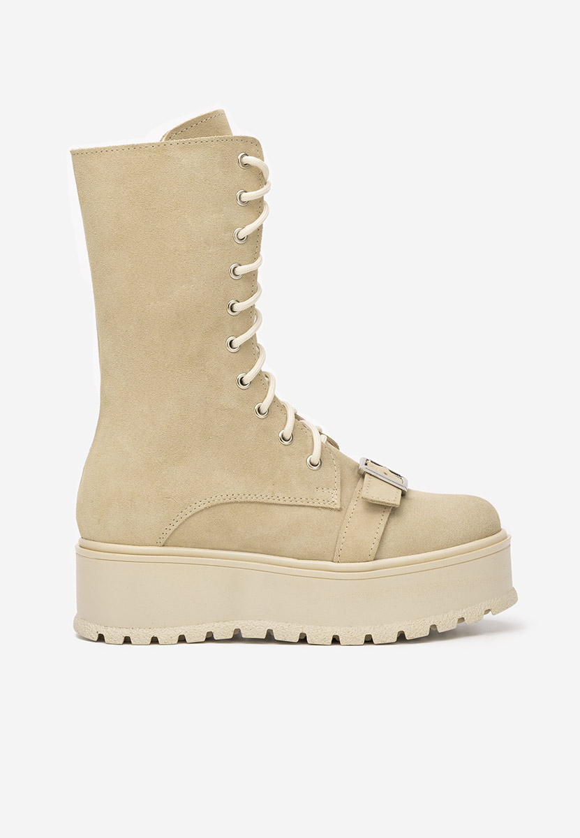 Béžové kožené kotníkové boty Sorelia