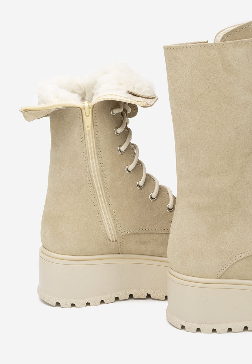 Béžové kožené kotníkové boty Sorelia