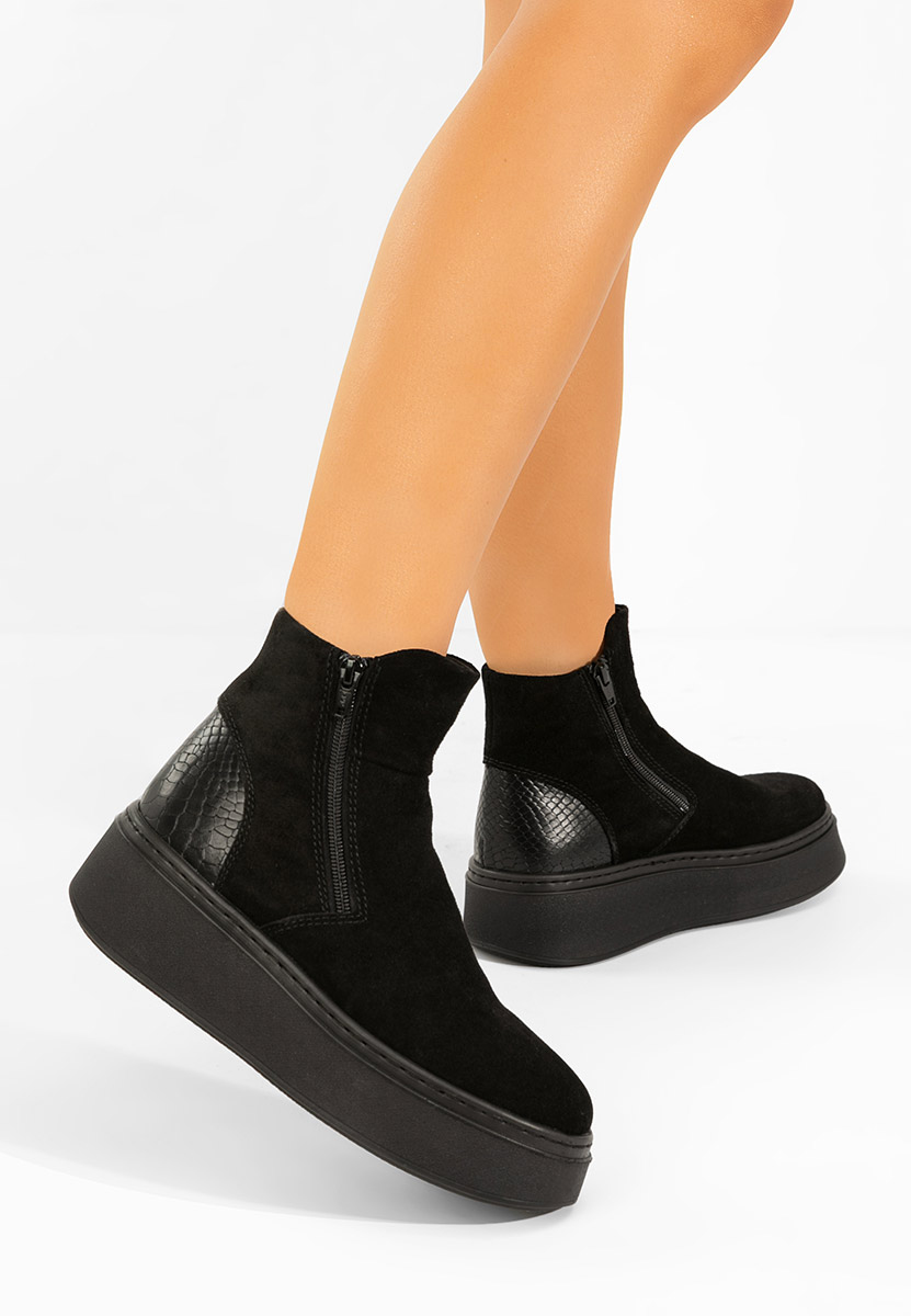 Černé kožené kotníkové boty Andiora Černé kožené kotníkové boty Andiora