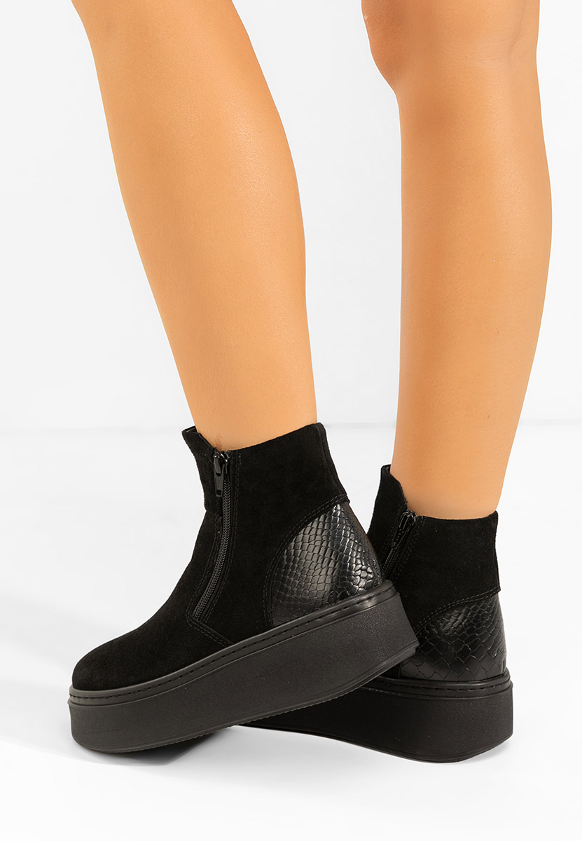 Černé kožené kotníkové boty Andiora Černé kožené kotníkové boty Andiora