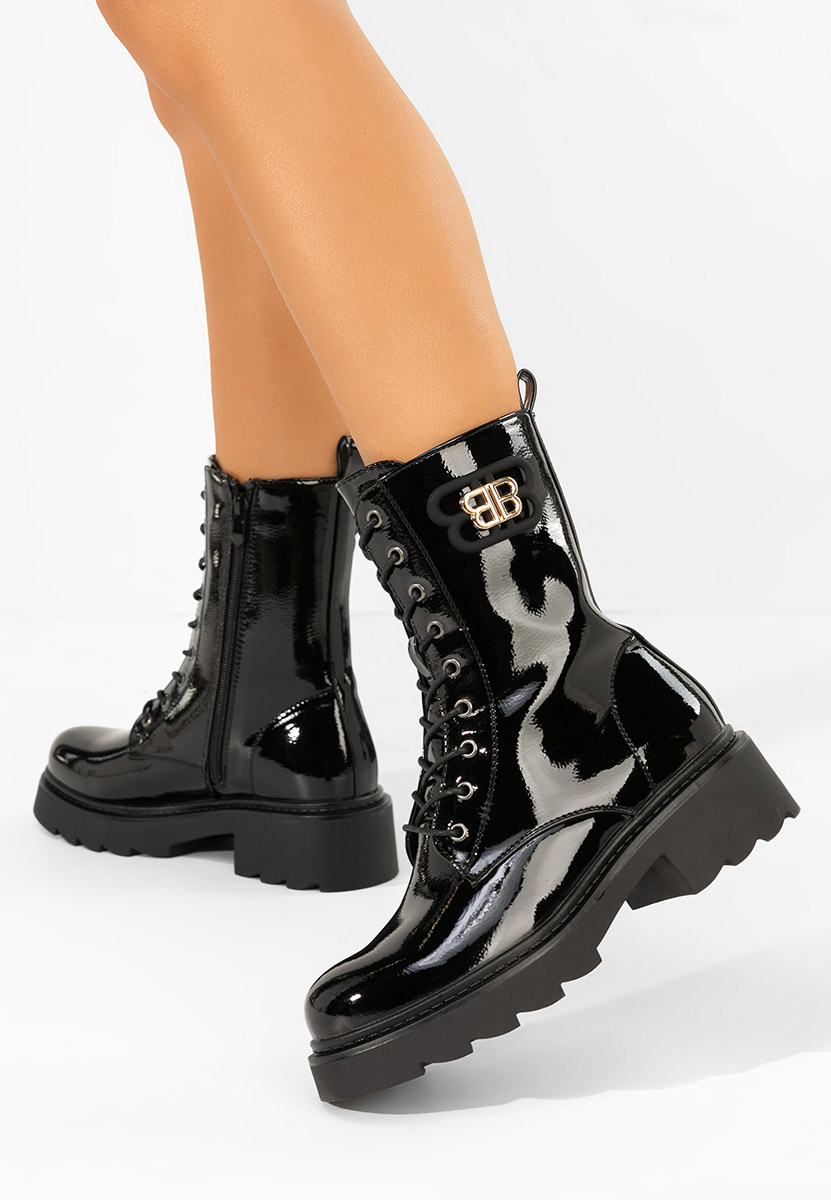 Černé šněrovací kotníkové boty Bettina