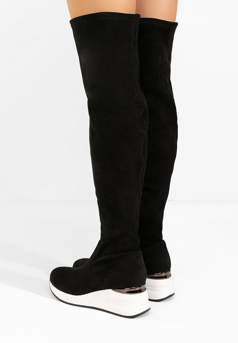 Černé kozačky nad koleno Janisia V2