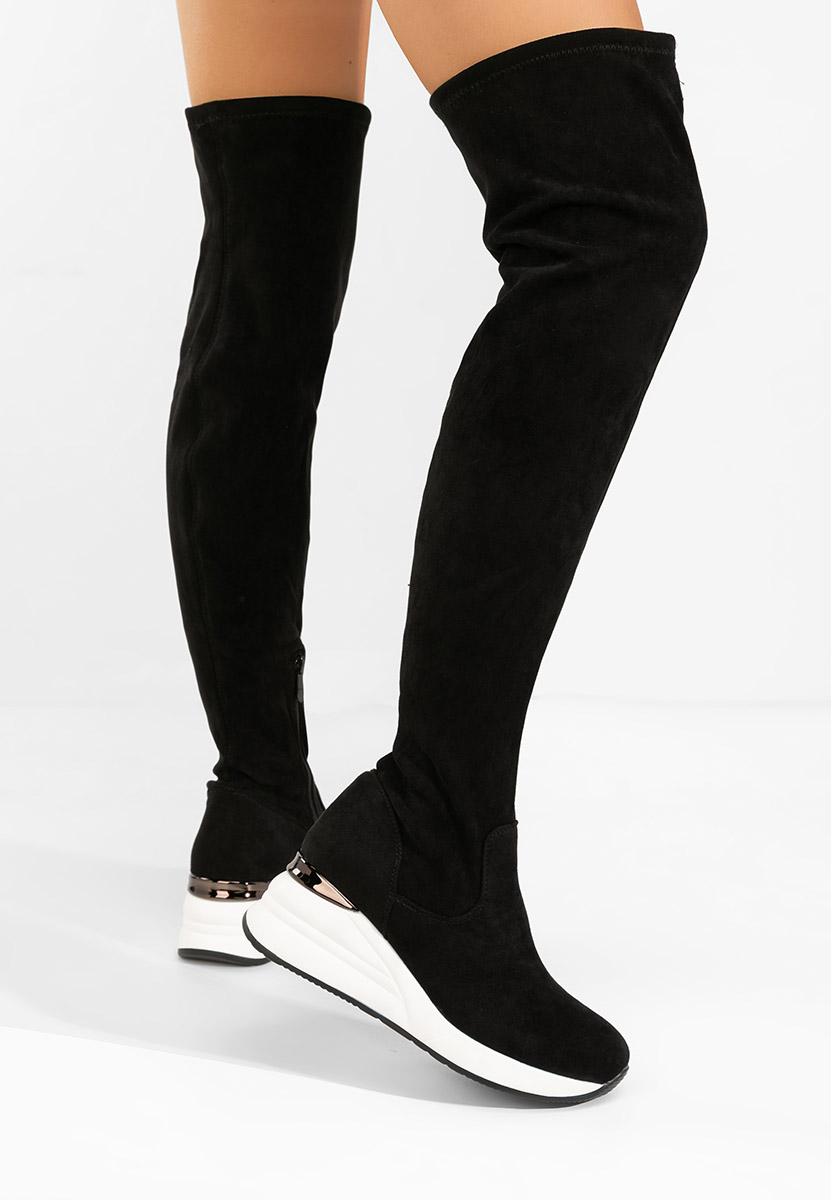 Černé kozačky nad koleno Janisia V2