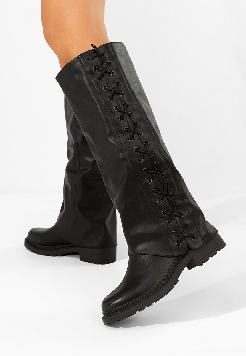 Černé kozačky nad koleno Nadina